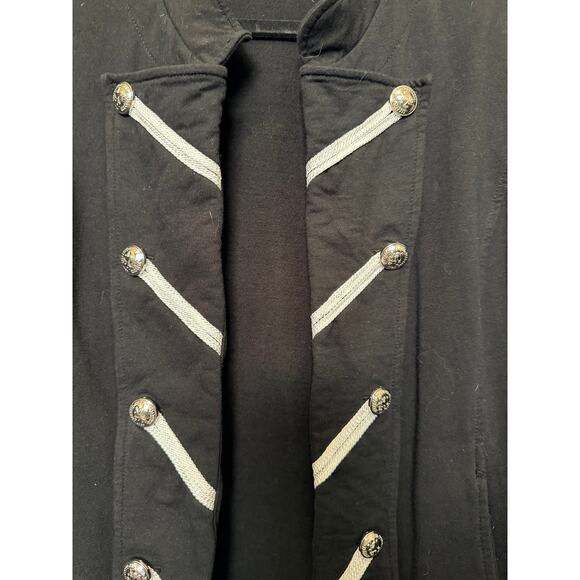 Tommy Hilfiger Military Band Jacket XL Black Knit Crest Button Open Front Blazer - Picture 7 of 8